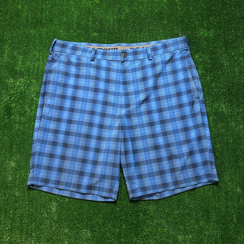 PGA Tour Golf Plaid Shorts Blue 38